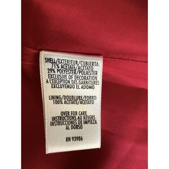 Vtg 90s Petite Sophisticate Red Sleeveless Red Dress Embroidered Floral Sz 2 - Picture 7 of 7